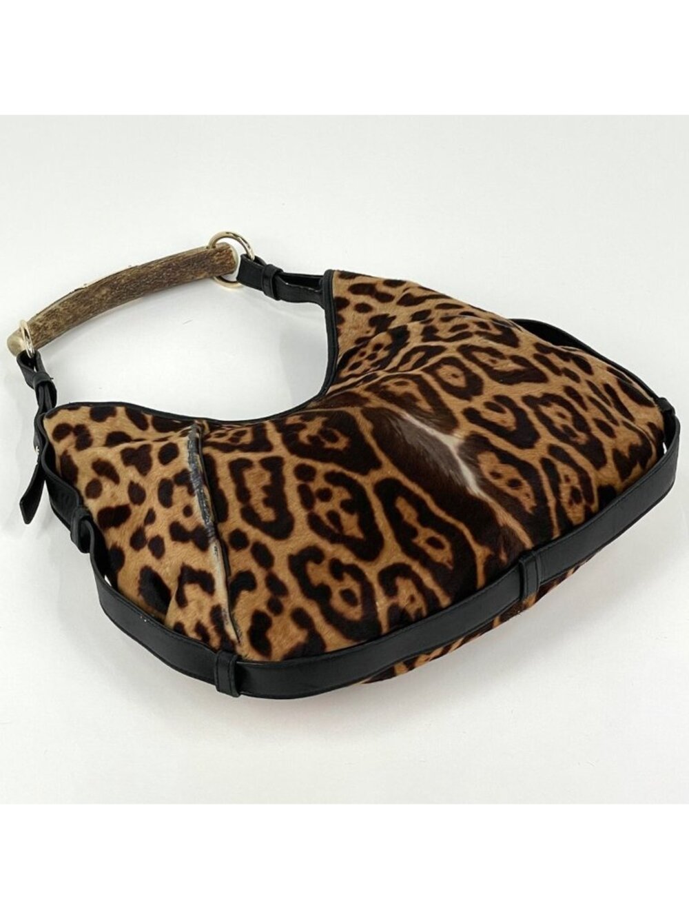 ★SOLD★ Saint Laurent Mombasa Shoulder Bag Leopard Print Halaco Brown - Picture 2 of 10